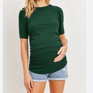 NWOT Maternity Elegant Dark Green Short Sleeve Top
